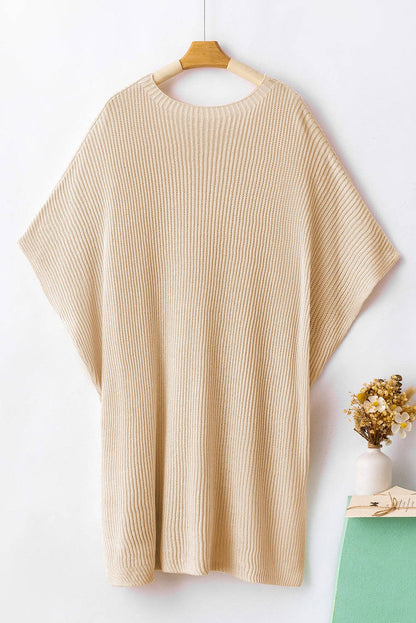 Short Sleeve Side Slit Sweater: Apricot