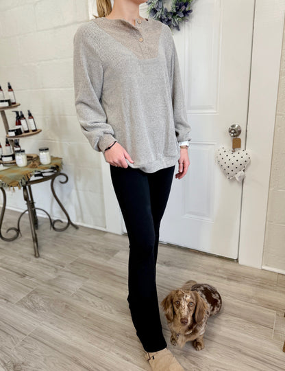 Oatmeal Ribbed Long Sleeve