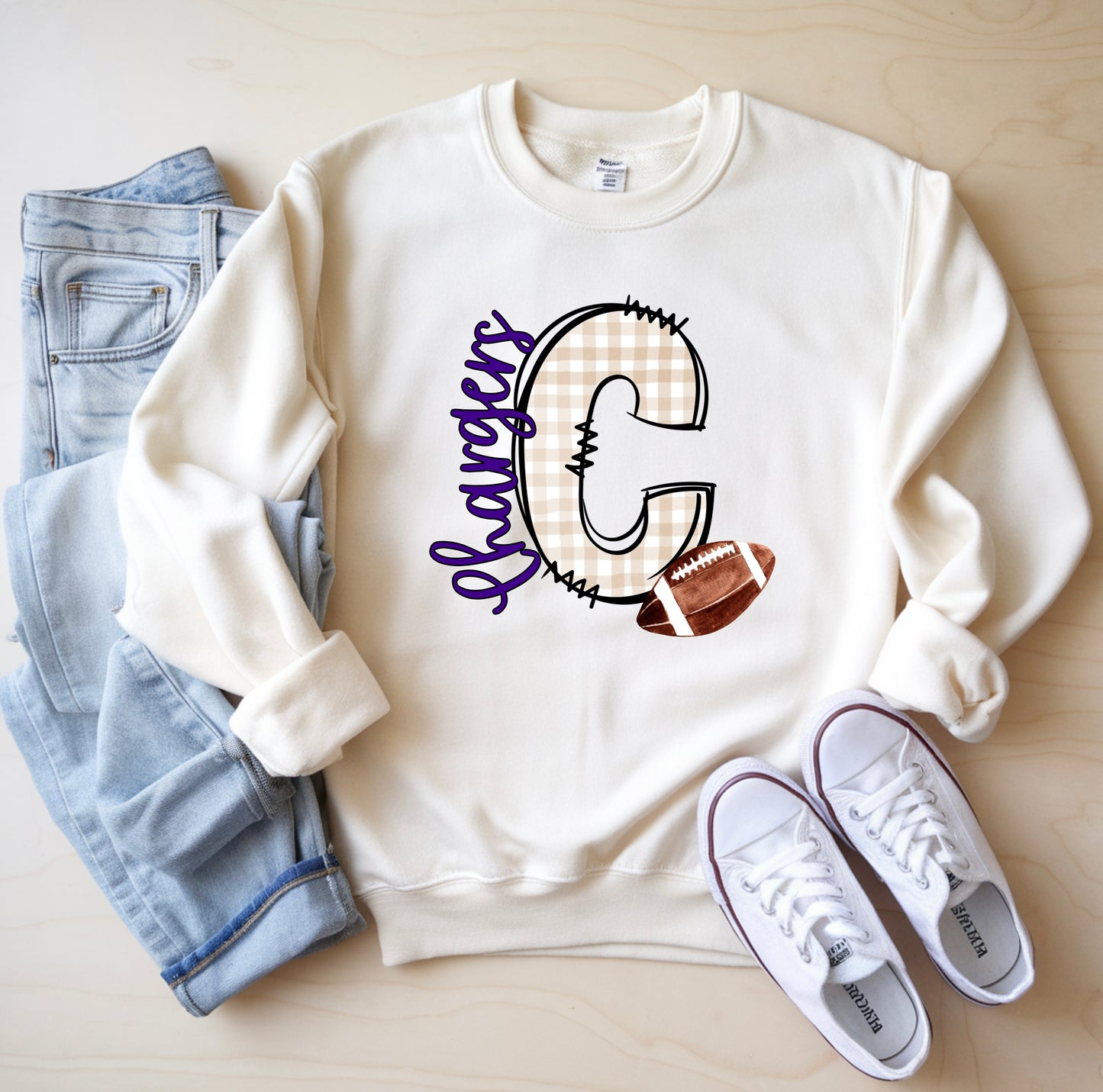 Football Custom Mascot Crewneck Sweatshirt