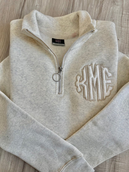 Scallop Appliqué Monogram Quarter Zip