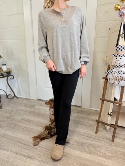 Oatmeal Ribbed Long Sleeve