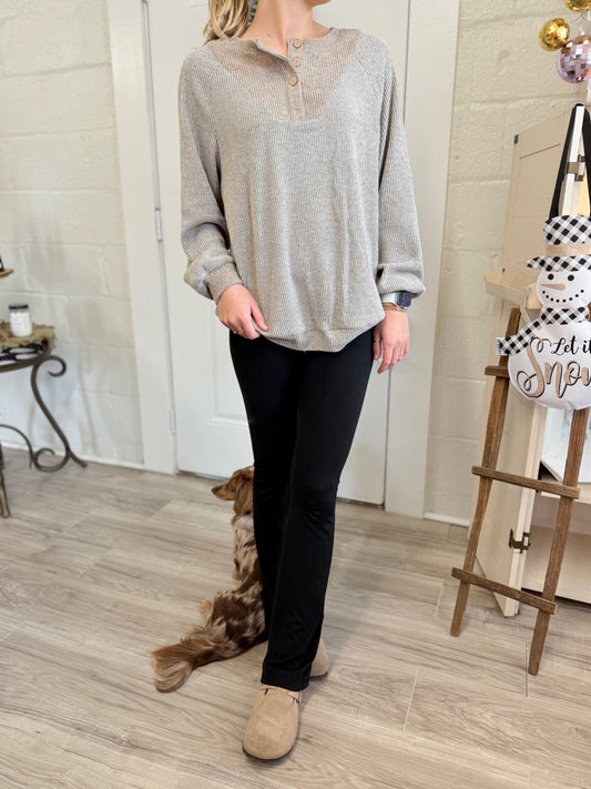 Oatmeal Ribbed Long Sleeve