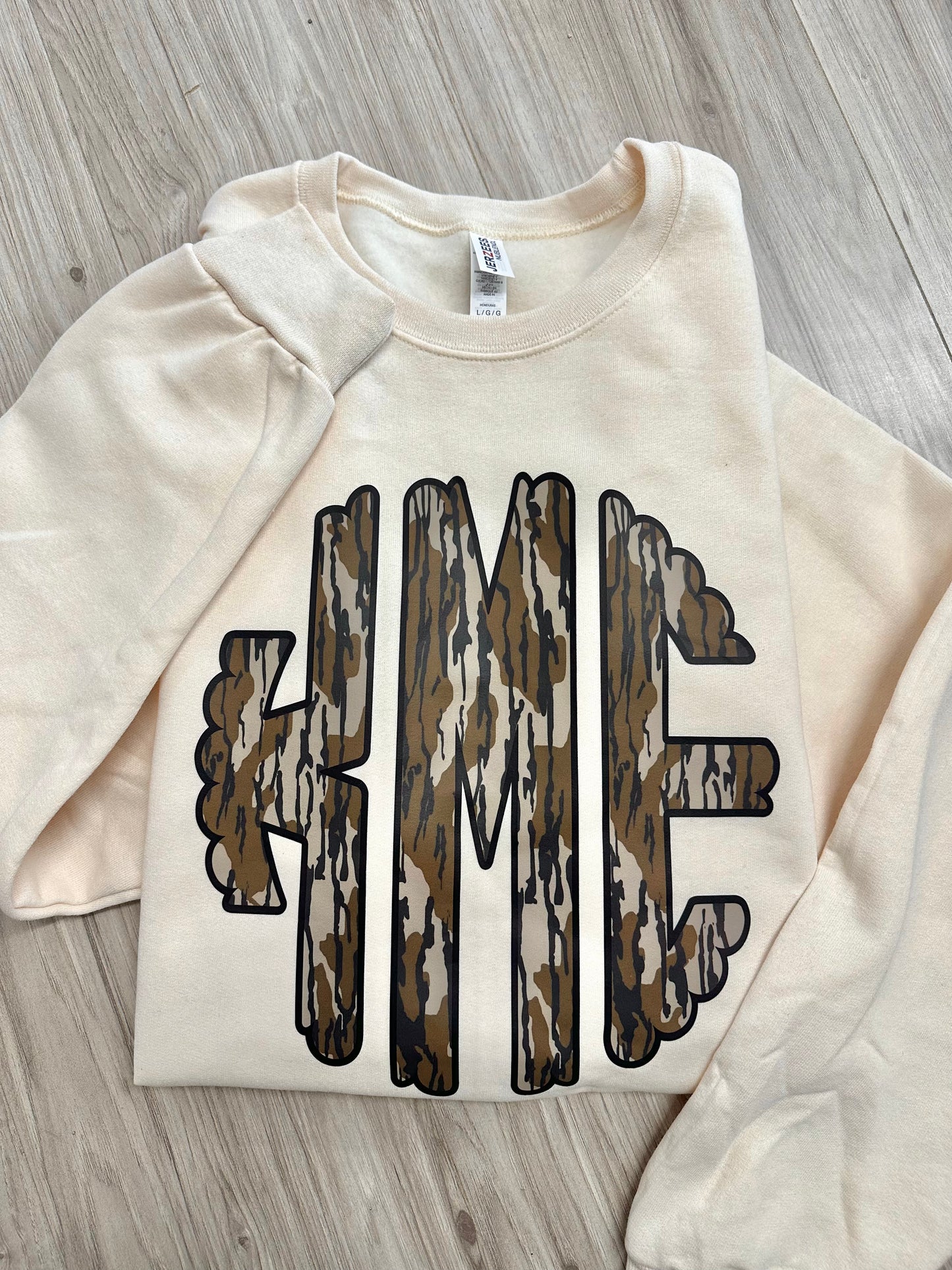 Camo Scallop Monogram DTF Crewneck