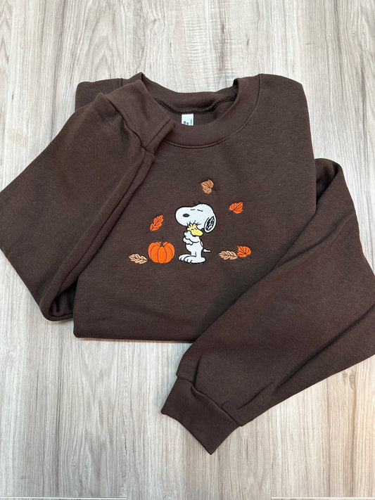 Fall Snoopy embroidered crewneck