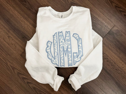 Floral Appliqué Monogram Crewneck
