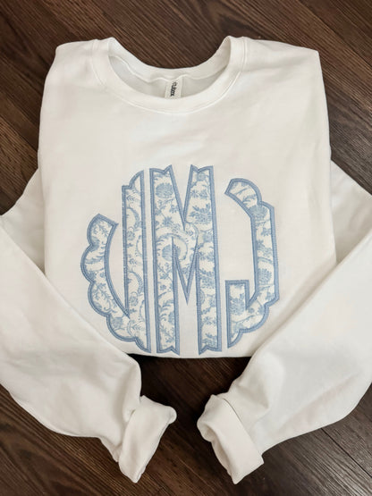 Floral Appliqué Monogram Crewneck