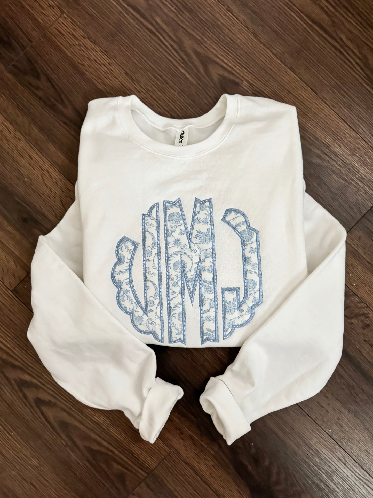 Floral Appliqué Monogram Crewneck