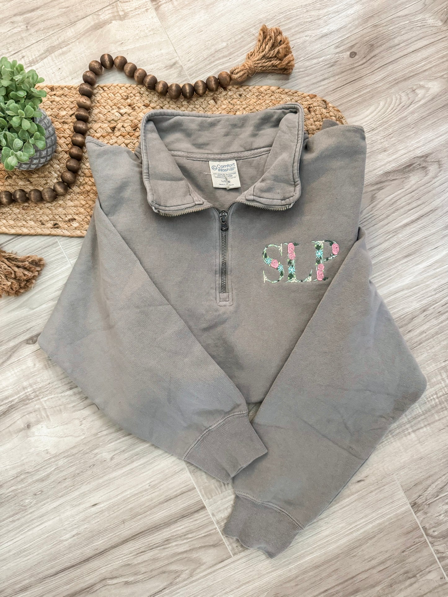 SLP Floral Embroidered Quarter Zip