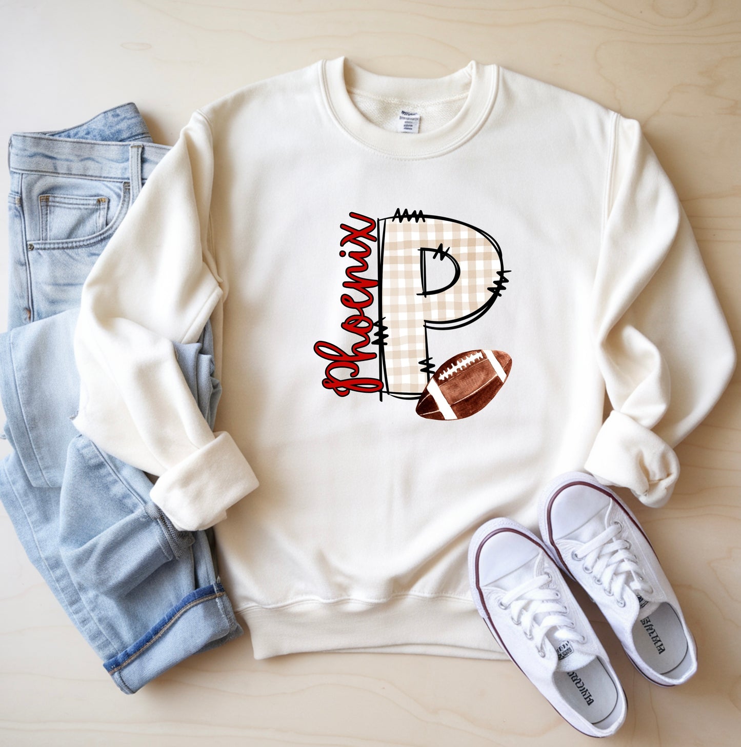 Football Custom Mascot Crewneck Sweatshirt
