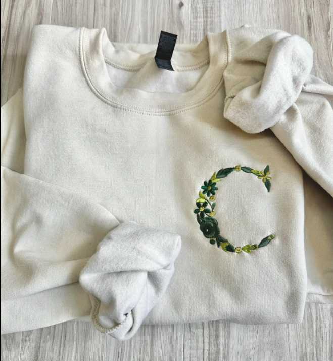 Floral Initial Crewneck (name, school, company)