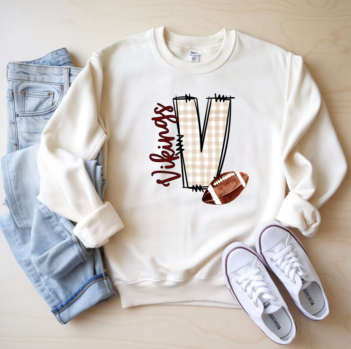 Football Custom Mascot Crewneck Sweatshirt